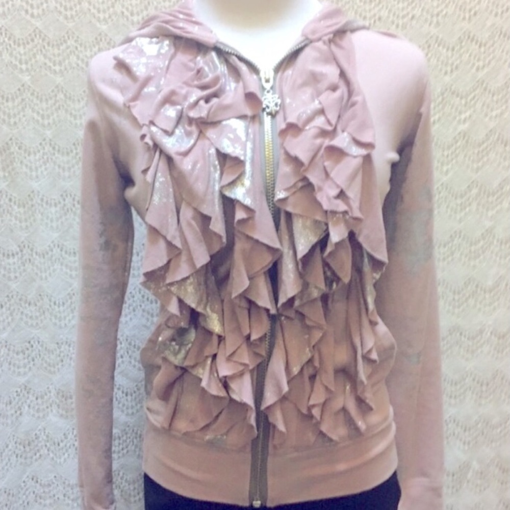 Major sale was $120 now $40 Royal Underground pink and silver rocker hoodie XS 2
